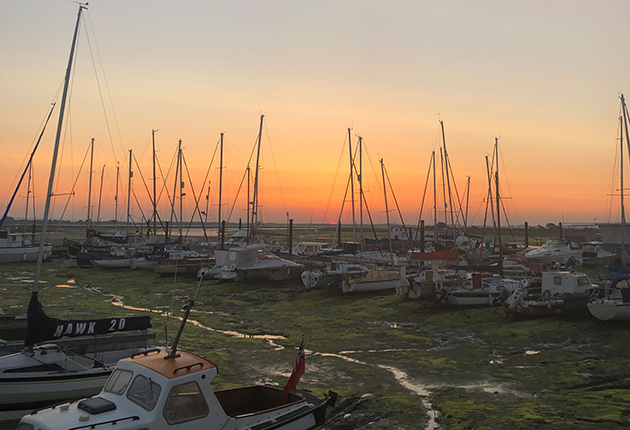 A boat yard at twilight