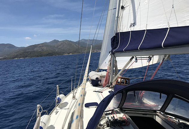 A yacht sailing in the med