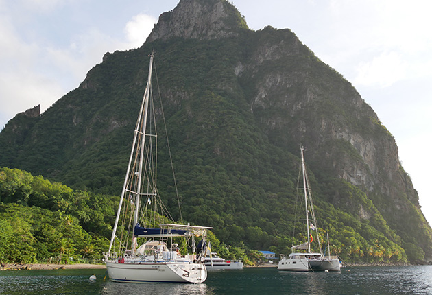Two yachts anchored in St Lucia
