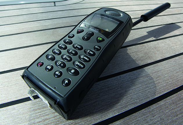 A satellite phone on the deck of yacht
