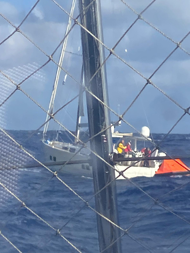 Boscombe Whaler’s crew prepares to abandon into the liferaft