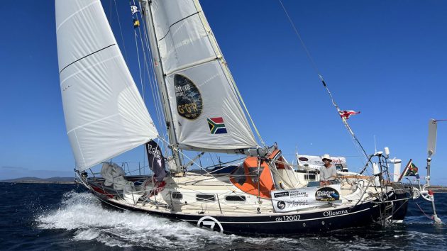 Olleanna is a long keeled OE32, and was the smallest boat in the 2022 Golden Globe Race fleet. Credit: D&JJ/GGR 2022