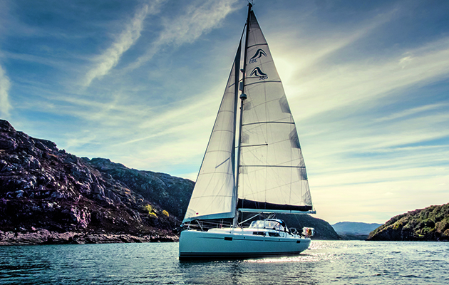 A yacht sailing in Scotland