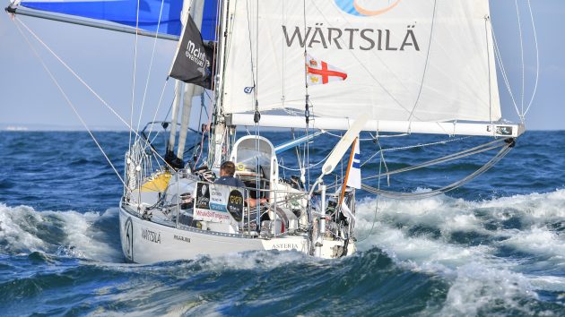 During heavy weather, Tapio Lehtinen will follow the advice of Vito Dumas and will keep sailing. Credit: Christophe Favreau/PPL/GGR