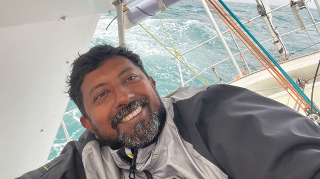 Abhilash Tomy on his boat