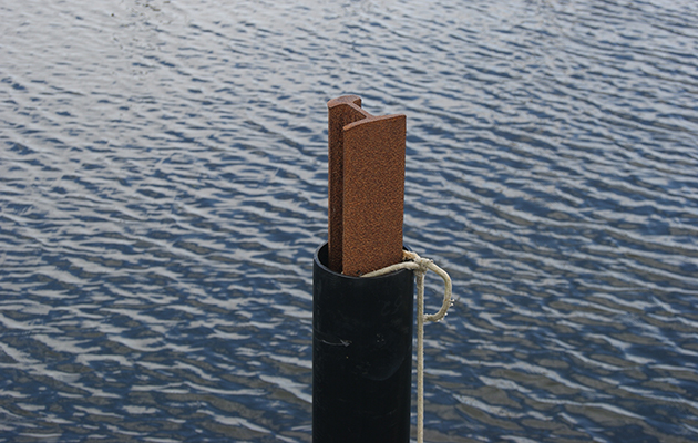 A post in a box mooring