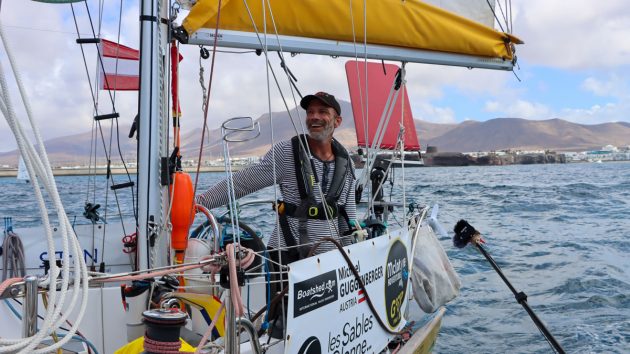 2022 Golden Globe Race skipper Michael Guggenberger on his boat