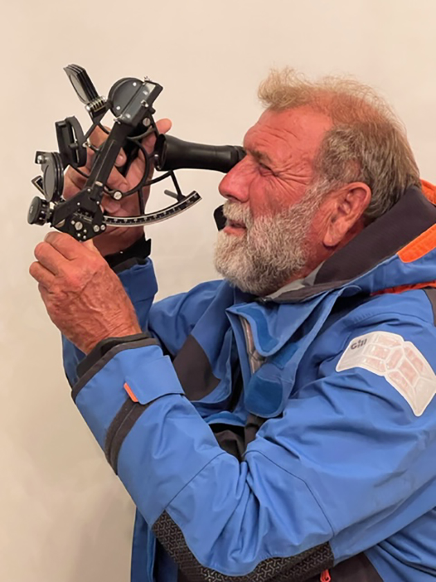 A man using a sextant