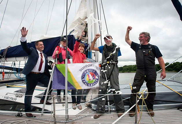 Garry Crothers arrives in Derry aboard s/v Kind of Blue