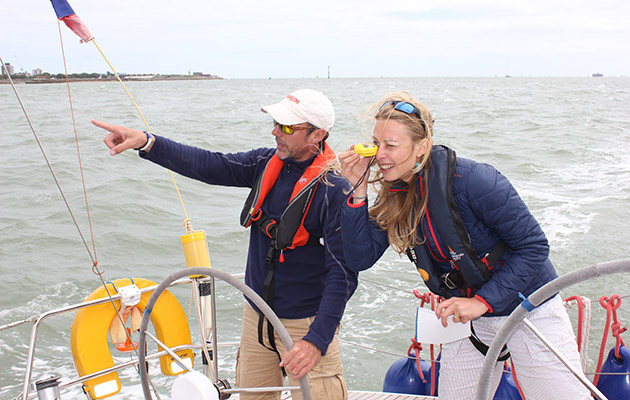 Using a hand held compass for navigation during a Day Skipper course