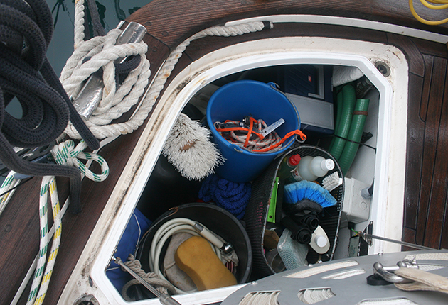 A spares locker on a boat