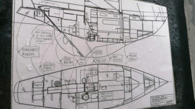 A line drawing of a yacht