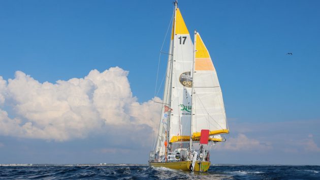 Golden Globe Race skipper Michael Guggenberger sailing his Biscay 36 yacht