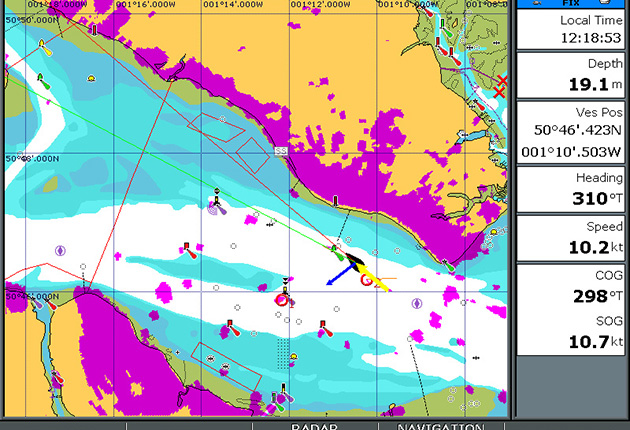AIS and radar on a chartplotter