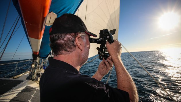 Mark Sinclair must navigate by sextant during the Golden Globe Race. Routing, GPS and chartplotters are all banned. Credit: Mark Sinclair/GGR/PPL