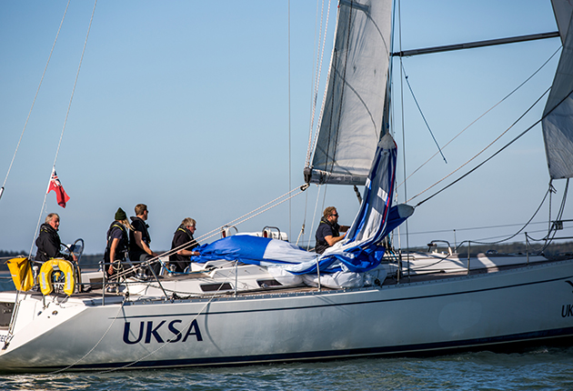 A dropped spinnaker on a yacht
