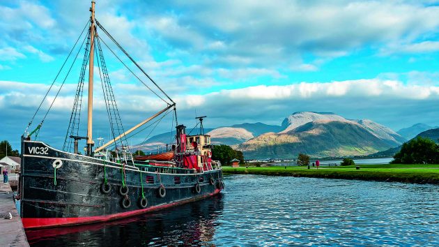 A Clyde Puffer anchored in Crinan