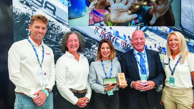 2021 prize giving with (l-r) Theo Stocker, Sarah Brown, winner Sophie Dingwall, Mike Golding and B & G's Gemma Davies