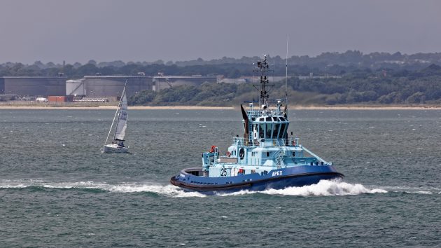 A tug boat sailing