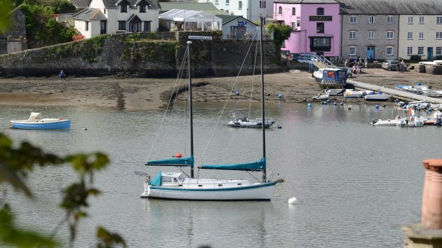A yacht moored on the River Dart
