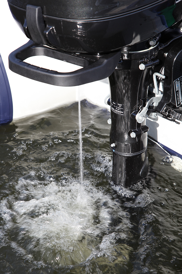 A telltale on a dinghy outboard