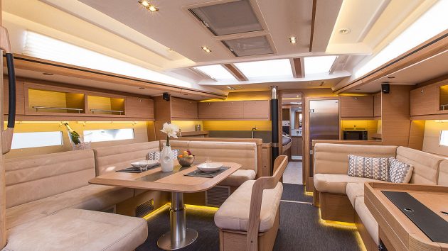 The inside of a yacht