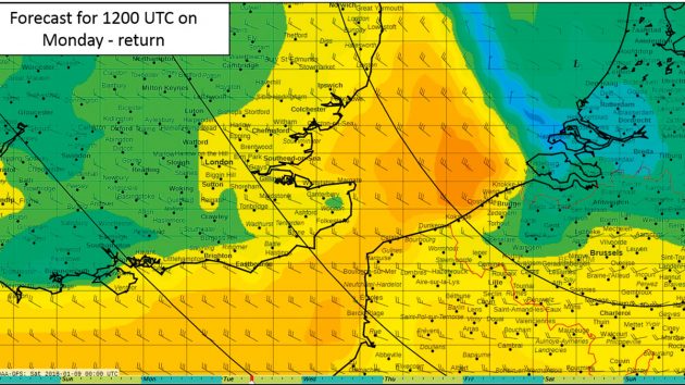 A GRIB file showing weather information