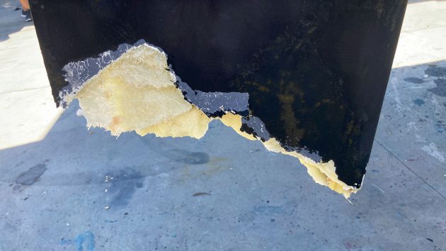 A rudder damaged after orca interactions
