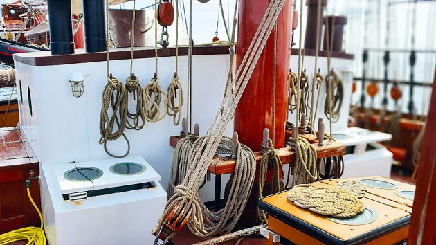 Compared to a yacht, there were a lot of lines to learn to sail the schooner.