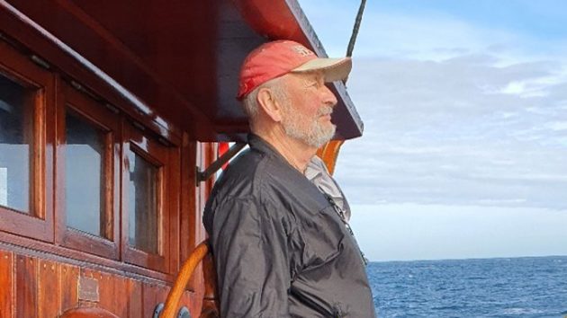 Nick Quirke aboard the schooner