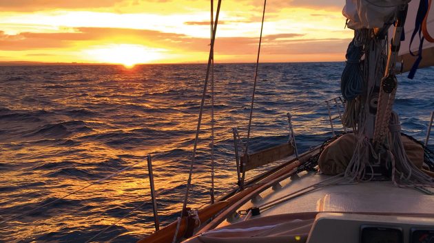 POV shot of the sunset from the boat