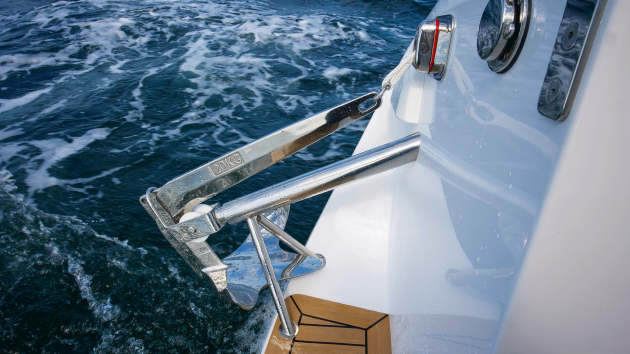 For Baltic bows-to mooring, a stern anchor is permanently rigged.