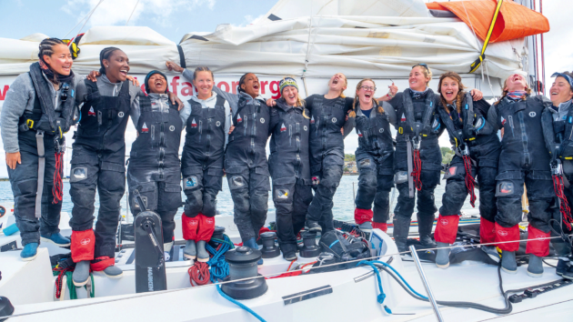 The crew celebrate their victory in the OGR.
