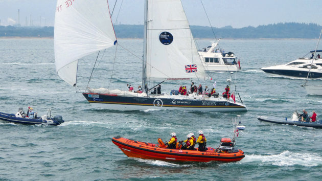 Maiden crosses the start line in Southampton.