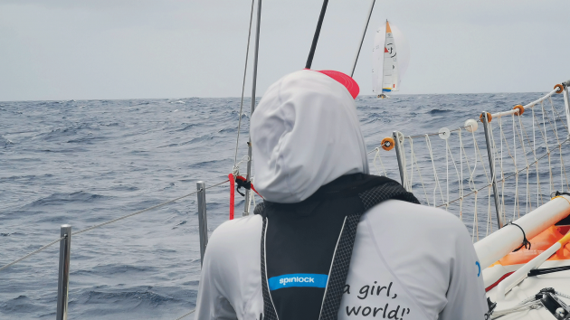 Chasing down Translated 9 on Leg 1. We played cat and mouse with them for almost the entire Doldrums passage and had some good fun chats over VHF.