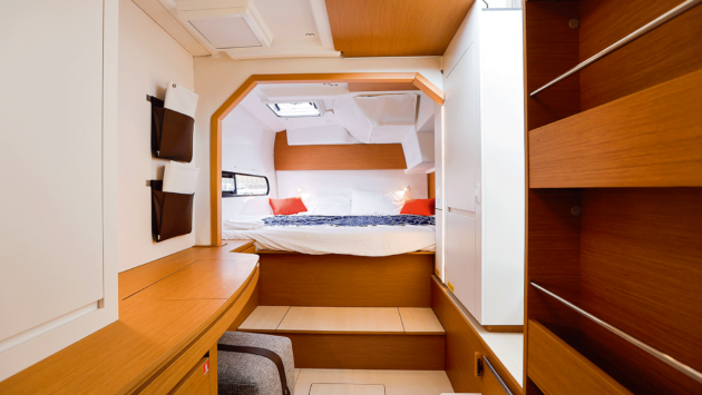 Palatial space for the owner’s cabin, thanks to having a whole hull to yourselves.