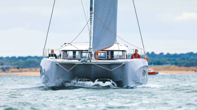 The dramatic hull flares are obvious seen from the bows.