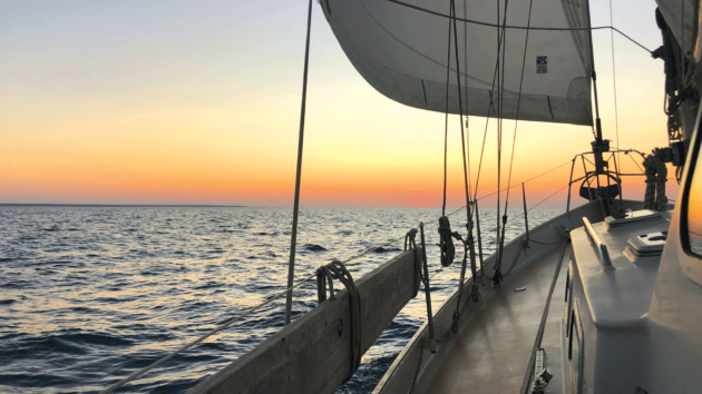 Sunset from the yacht.
